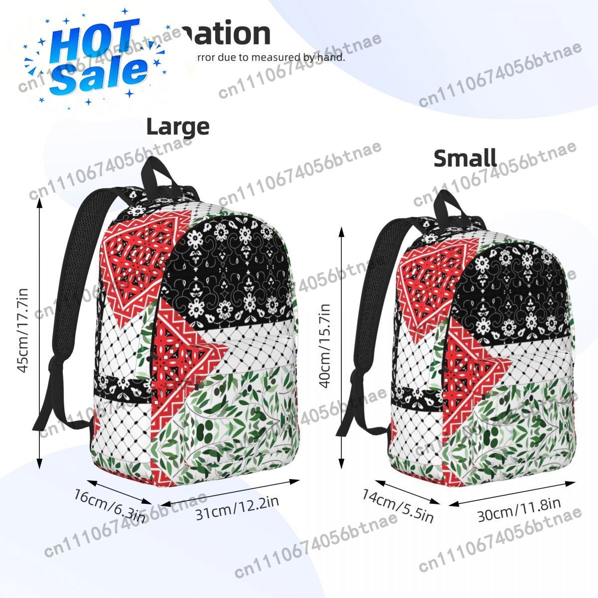 Bandera palestina con patrones - Canvas Backpack Casual reseña y precio
